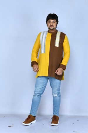 Yellow & Brown Short Kurta
