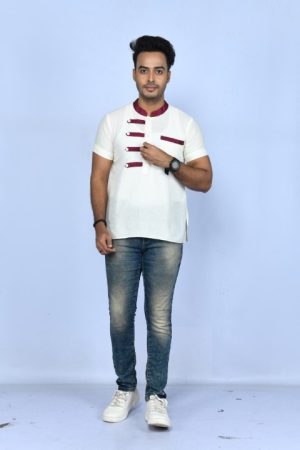 White short sleeves Short Kurta